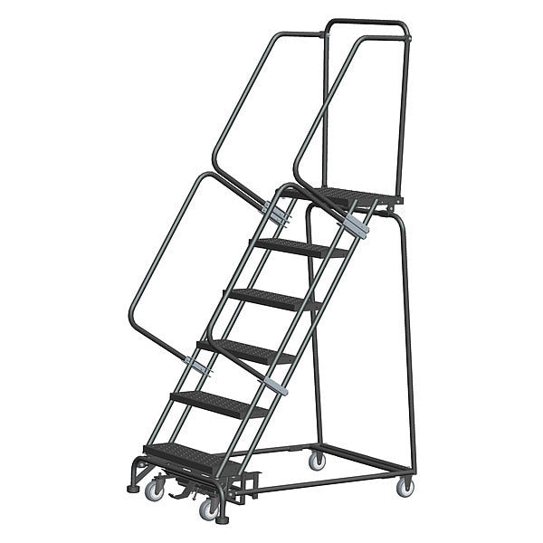 93 in H Steel Rolling Ladder, 6 Steps