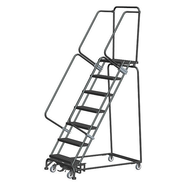 103 in H Steel Rolling Ladder, 7 Steps