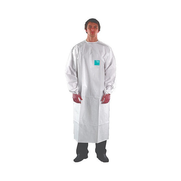 Isolation Gown, XL, Wt, Hook-and-Loop, PK50