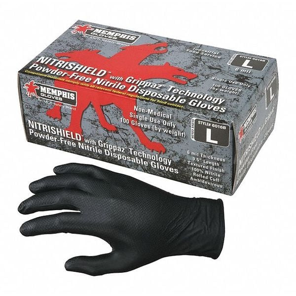 Disposable Gloves, Nitrile, Powder Free, Black, 100 PK