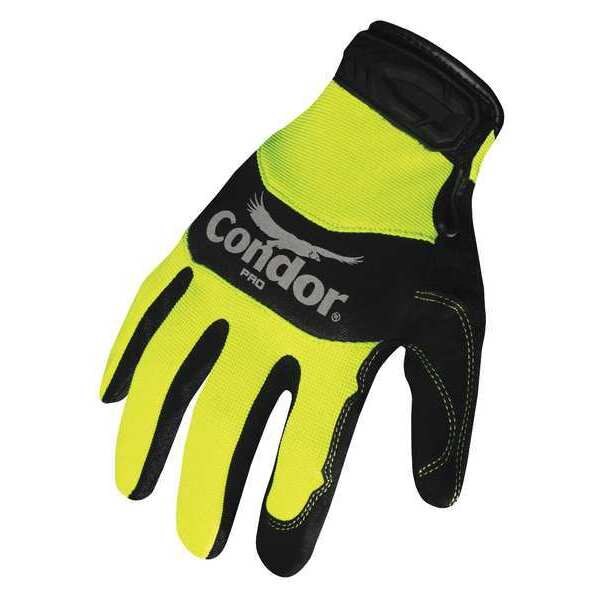 Mechanics Gloves, S, High Visibility Yellow/Black, Single Layer and Seamless, Spandex/Neoprene
