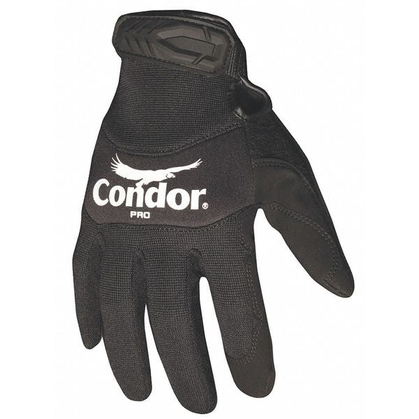 Mechanics Gloves, 2XL, Black, Single Layer and Seamless, Spandex/Neoprene