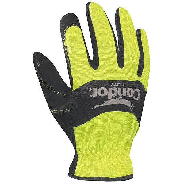 Hi-Vis Mechanics Gloves, S, Black/Yellow, Single Layer and Seamless, Spandex/Neoprene