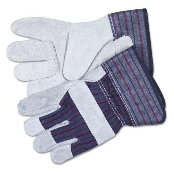 Gloves, Leather Palm, Large, Gray, PR
