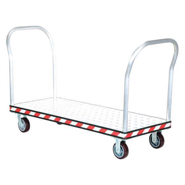 Aluminum Treadplate Platform Truck Dual Handle 24 x 60
