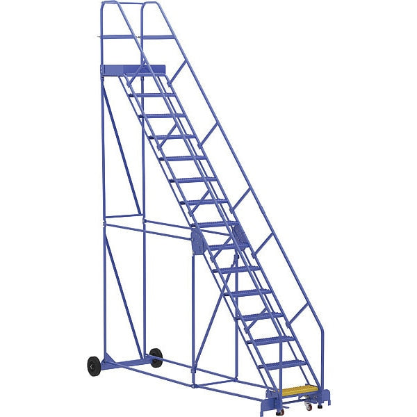 186 H Steel Warehouse Ladder, 50 deg Grip, 15 Step, 21