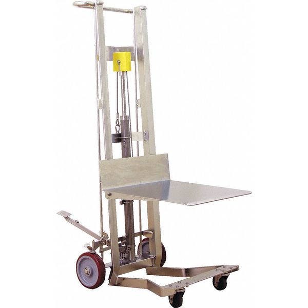 Manual Platform Lift Truck, Manual, 750 lb Load Capacity, Foot Pump Lift Control