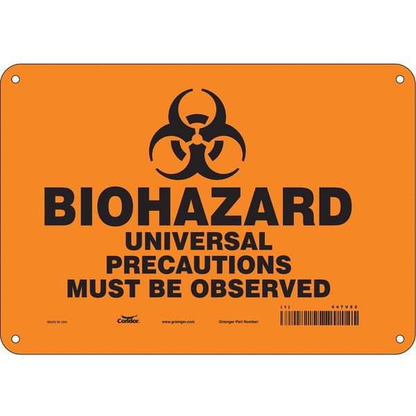 Biohazard Sign, 7 in H, 10 in W, Vertical Rectangle, English, 447V82