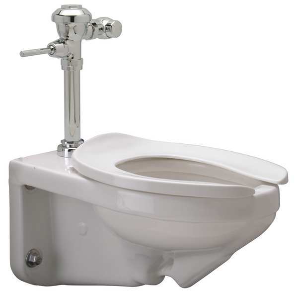 Flush Valve Toilet, 1.28 gpf, Flushometer Single Flush, Wall Hung Mount, Elongated, White