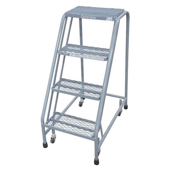 40 in H Steel Rolling Ladder, 4 Steps