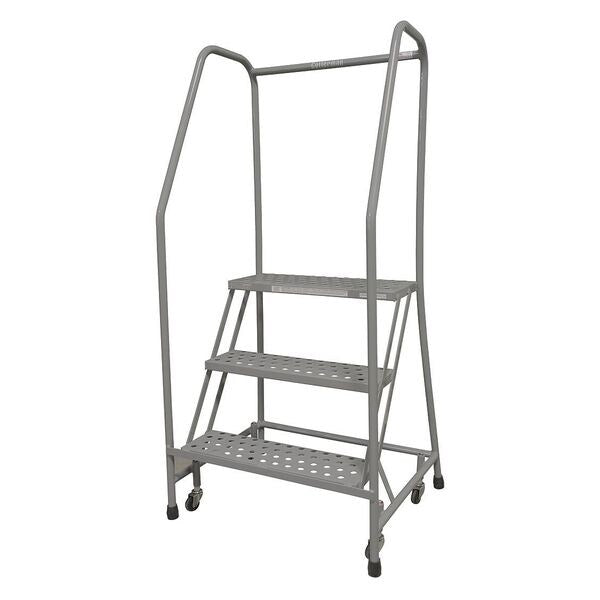 60 in H Stainless Steel Rolling Ladder, 3 Steps