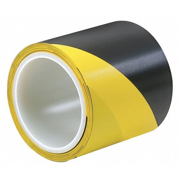 Hazard Marking Tape, 2 In W, Blk/Yellow