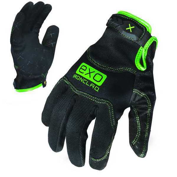 Mechanics Gloves, L, Black/Green, Single Layer, Spandex, Neoprene