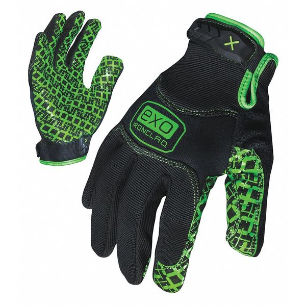 Mechanics Gloves, M, Black/Green, Single Layer, Spandex, Neoprene