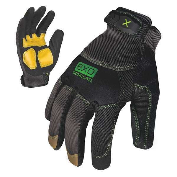 Mechanics Gloves, S, Black/Green, Reinforced, Spandex, Neoprene