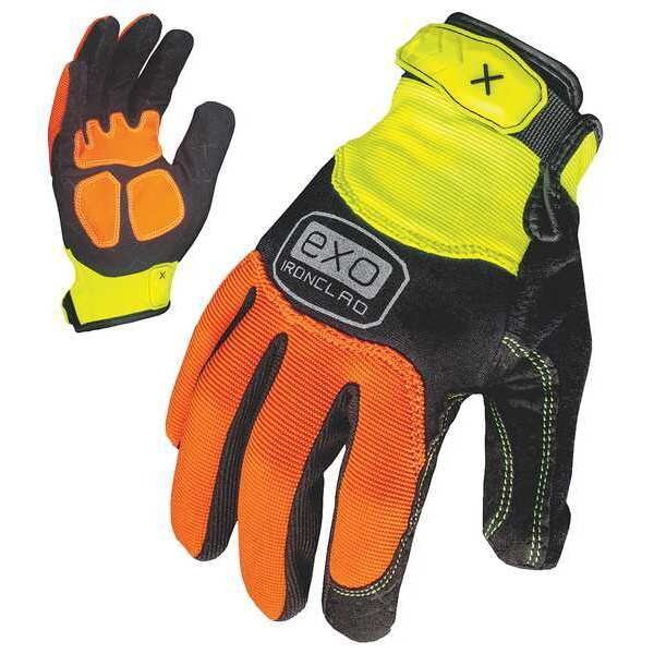 Hi-Vis Mechanics Gloves, XL, Orange/Yellow, Single Layer with Duraclad Reinforcements