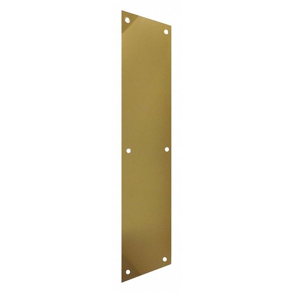 Door Push Plate, Brass, Polished, 4