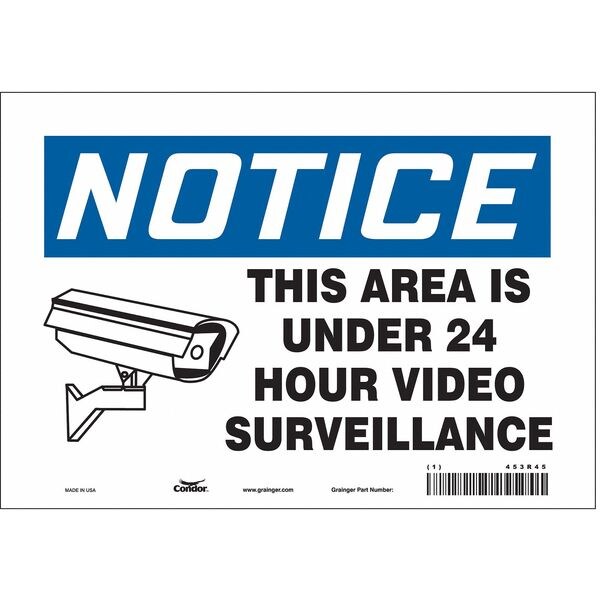Security Sign, 7 in H, 10 in W, Vinyl, Vertical Rectangle, English, 453R45