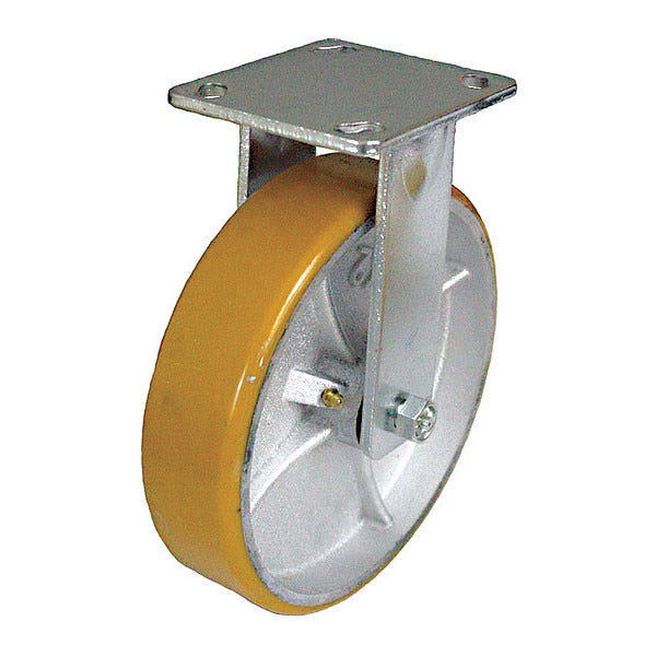 Plate Caster, 700 lb. Load, Yellow Wheel