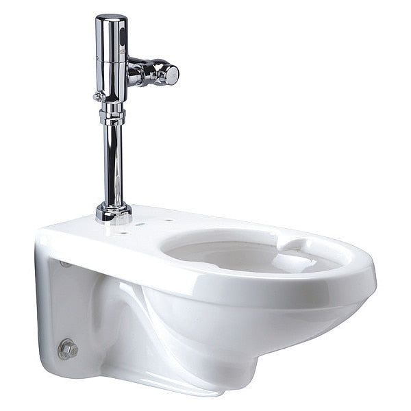 Flush Valve Toilet, 1.28 gpf, Flush Valve, Wall Mount, Elongated, White