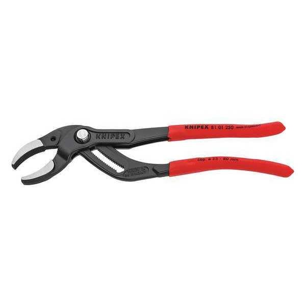 10 in Curved Jaw Tongue and Groove Plier Serrated, Plastic Grip