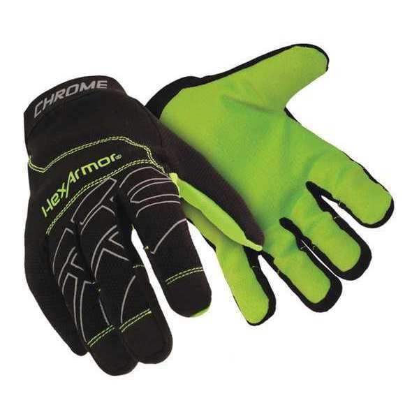 Hi-Vis Cut Resistant Gloves, A8 Cut Level, Uncoated, 2XL, 1 PR
