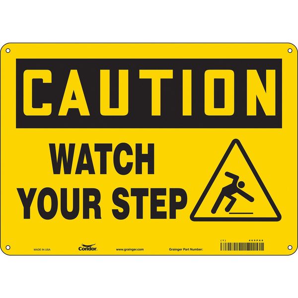 Safety Sign, 10 in Height, 14 in Width, Aluminum, Horizontal Rectangle, English, 469P68