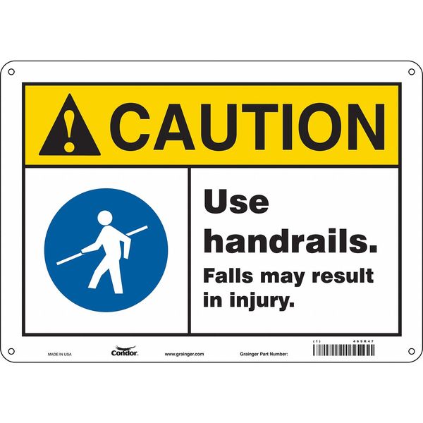 Safety Sign, 10 in Height, 14 in Width, Aluminum, Horizontal Rectangle, English, 469R47