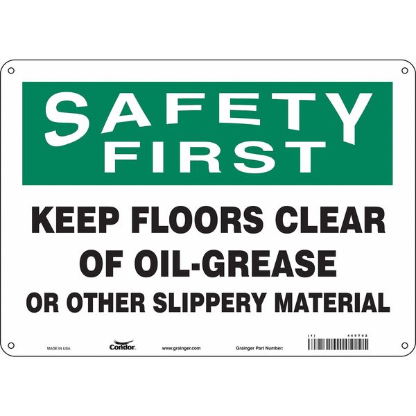 Safety Sign, 10 in Height, 14 in Width, Aluminum, Horizontal Rectangle, English, 469T02
