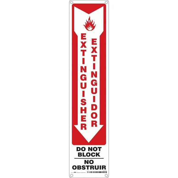 Safety Sign, 18 in Height, 4 in Width, Polyethylene, Horizontal Rectangle, English, Spanish