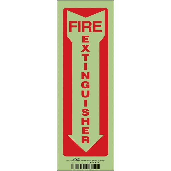 Safety Sign, 12 in Height, 4 in Width, Glow Vinyl, Horizontal Rectangle, English