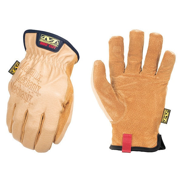 Mechanics Gloves, 2XL, Brown, Abrasion Resistant, DuraHide Leather