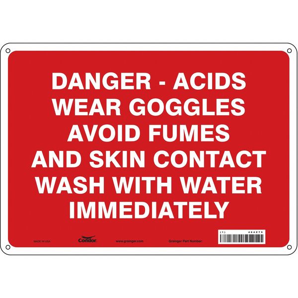 Safety Sign, 10 in Height, 14 in Width, Aluminum, Horizontal Rectangle, English, 464Z79