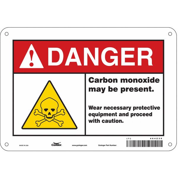 Safety Sign, 7 in Height, 10 in Width, Aluminum, Vertical Rectangle, English, 464Z30