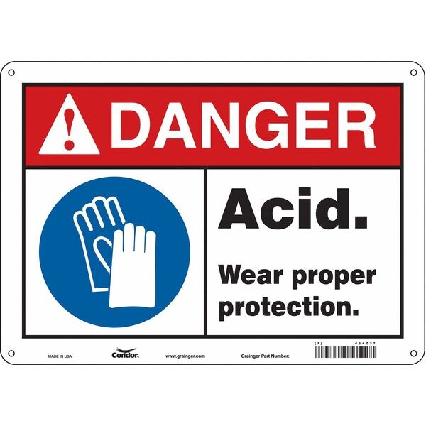 Safety Sign, 10 in Height, 14 in Width, Aluminum, Horizontal Rectangle, English, 464Z37