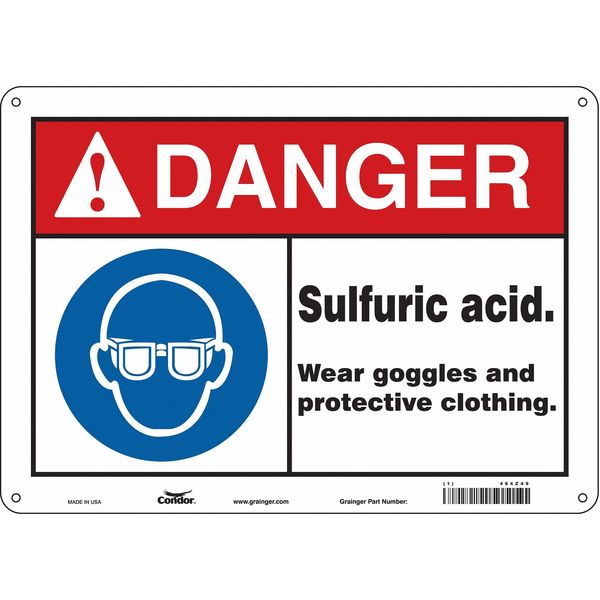 Safety Sign, 10 in Height, 14 in Width, Aluminum, Horizontal Rectangle, English, 464Z49