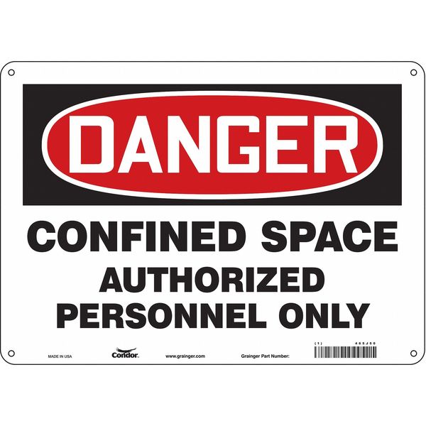 Safety Sign, 10 in Height, 14 in Width, Aluminum, Horizontal Rectangle, English, 465J50