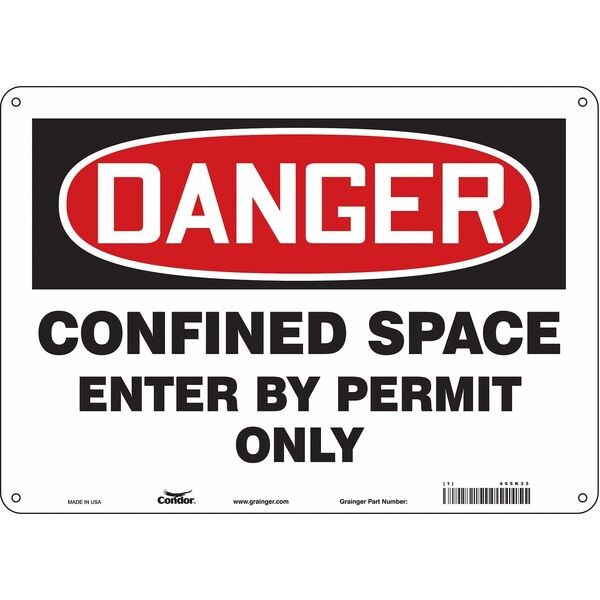 Safety Sign, 10 in Height, 14 in Width, Aluminum, Horizontal Rectangle, English, 465K33