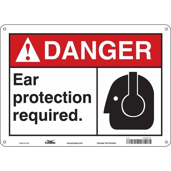 Safety Sign, 10 in Height, 14 in Width, Aluminum, Horizontal Rectangle, English, 466D49
