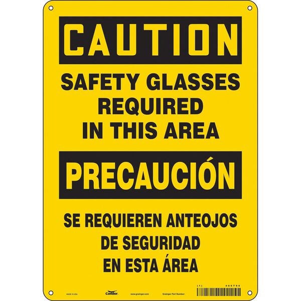 Safety Sign, 14 in Height, 10 in Width, Aluminum, Vertical Rectangle, English, Spanish, 466T96