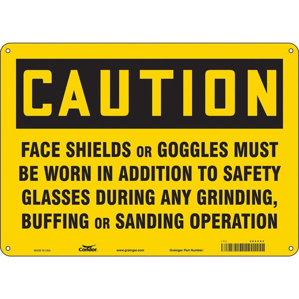 Safety Sign, 10 in Height, 14 in Width, Aluminum, Horizontal Rectangle, English, 466V92
