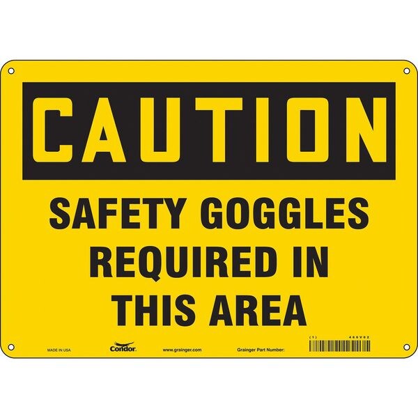 Safety Sign, 10 in Height, 14 in Width, Aluminum, Horizontal Rectangle, English, 466V02