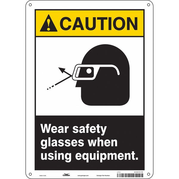 Safety Sign, 14 in Height, 10 in Width, Aluminum, Vertical Rectangle, English, 466V19