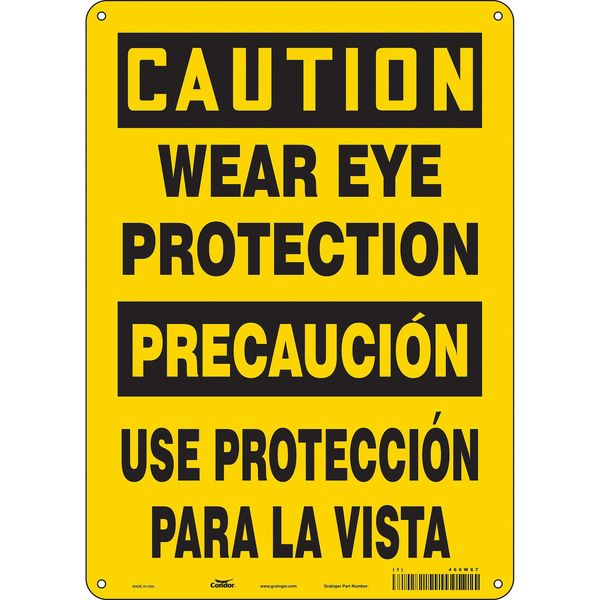 Safety Sign, 14 in Height, 10 in Width, Aluminum, Vertical Rectangle, English, Spanish, 466W87