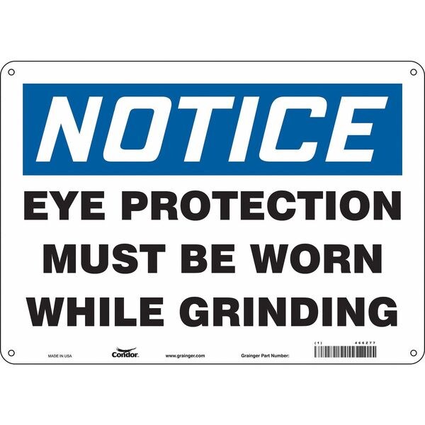 Safety Sign, 10 in Height, 14 in Width, Aluminum, Horizontal Rectangle, English, 466Z77