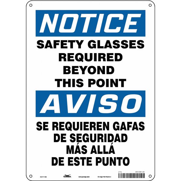 Safety Sign, 14 in Height, 10 in Width, Aluminum, Vertical Rectangle, English, Spanish, 466Z64