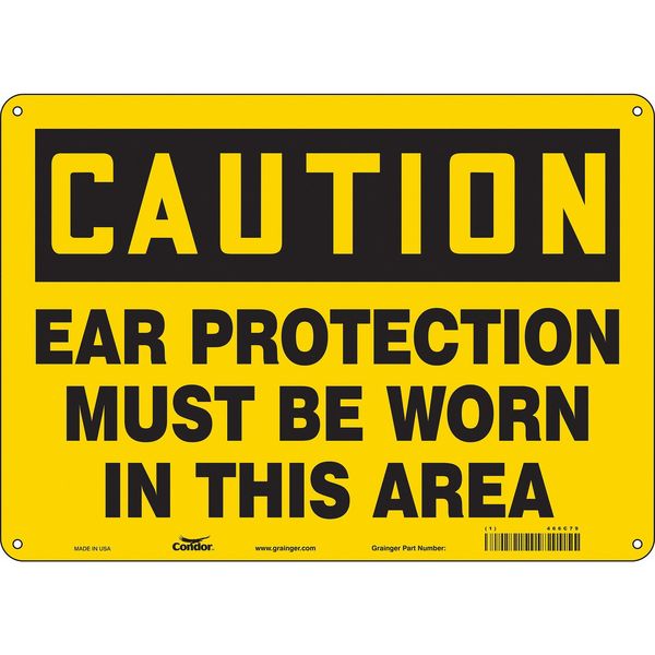 Safety Sign, 10 in Height, 14 in Width, Aluminum, Horizontal Rectangle, English, 466C79