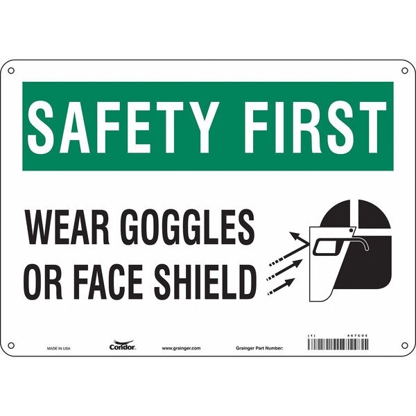 Safety Sign, 10 in Height, 14 in Width, Aluminum, Horizontal Rectangle, English, 467C05