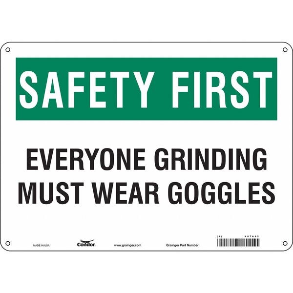 Safety Sign, 10 in Height, 14 in Width, Aluminum, Horizontal Rectangle, English, 467A92
