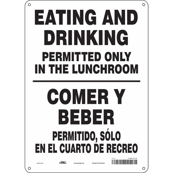 Safety Sign, 14 in Height, 10 in Width, Aluminum, Vertical Rectangle, English, Spanish, 468J19